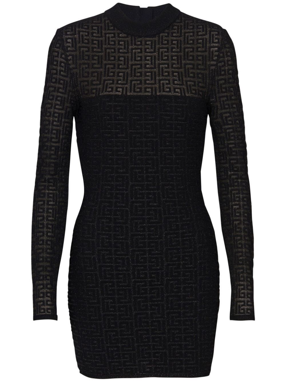 Shop Balmain Pb Labyrinth Monogram Dress In Black