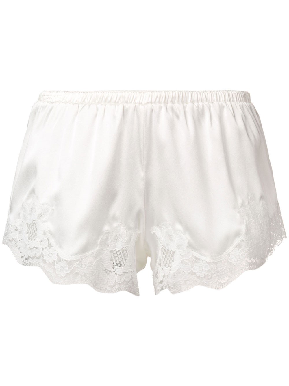 Shop Dolce & Gabbana Satin Shorts With Lace In White