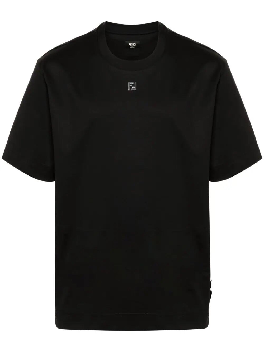 Fendi Ff-plaque Cotton T-shirt In Black