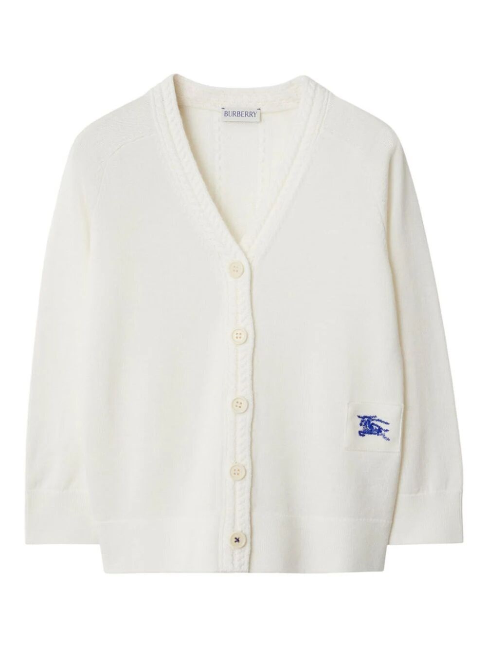 Shop Burberry Kg5 Graham Cable Cardigan In White