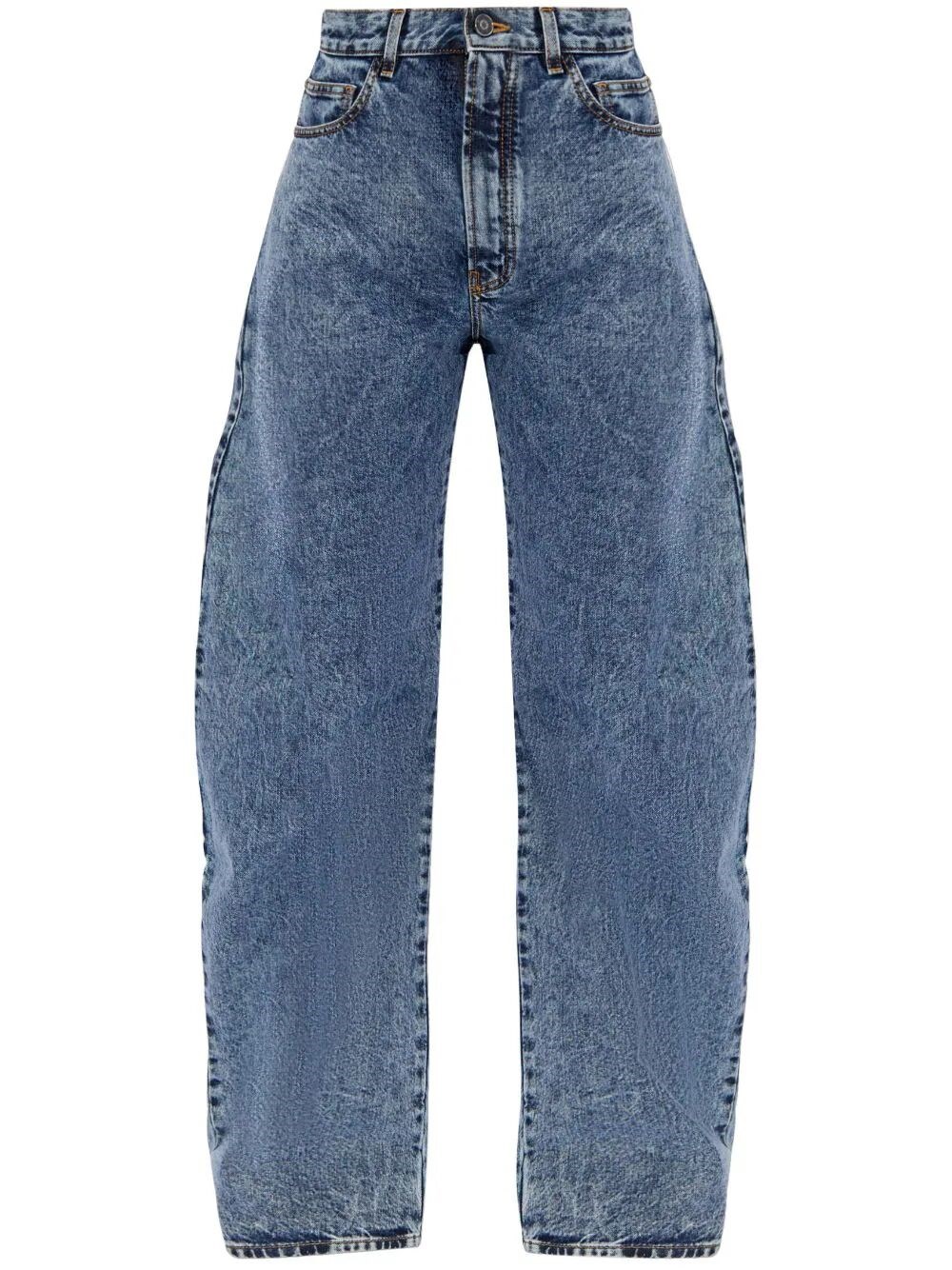 Shop Alaïa Round Pants In Denim In Blue