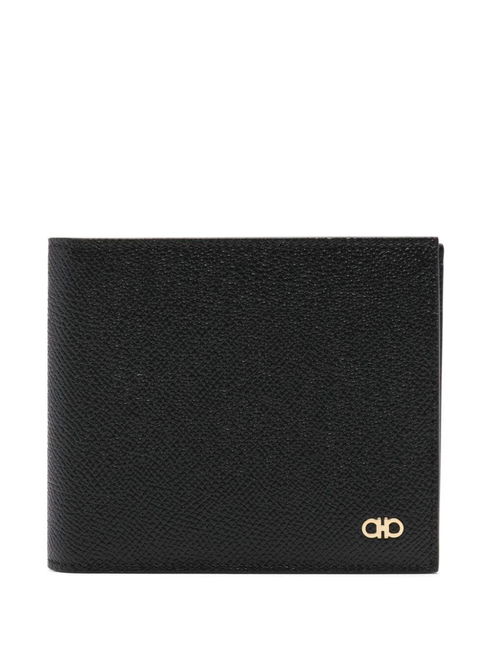 GANCINI-PLAQUE GRAINED LEATHER WALLET