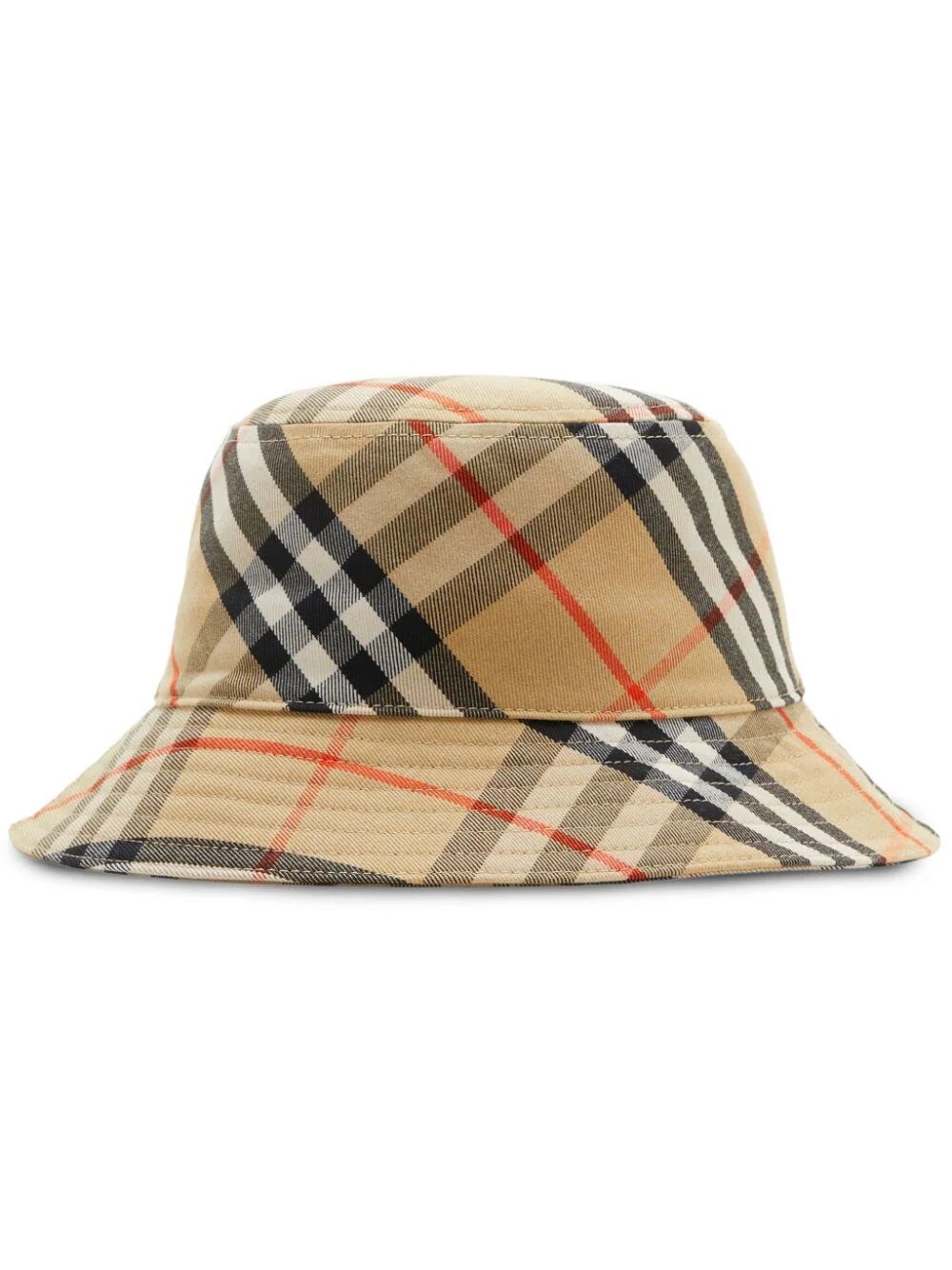 Burberry Check Cotton Blend Bucket Hat In Nude & Neutrals
