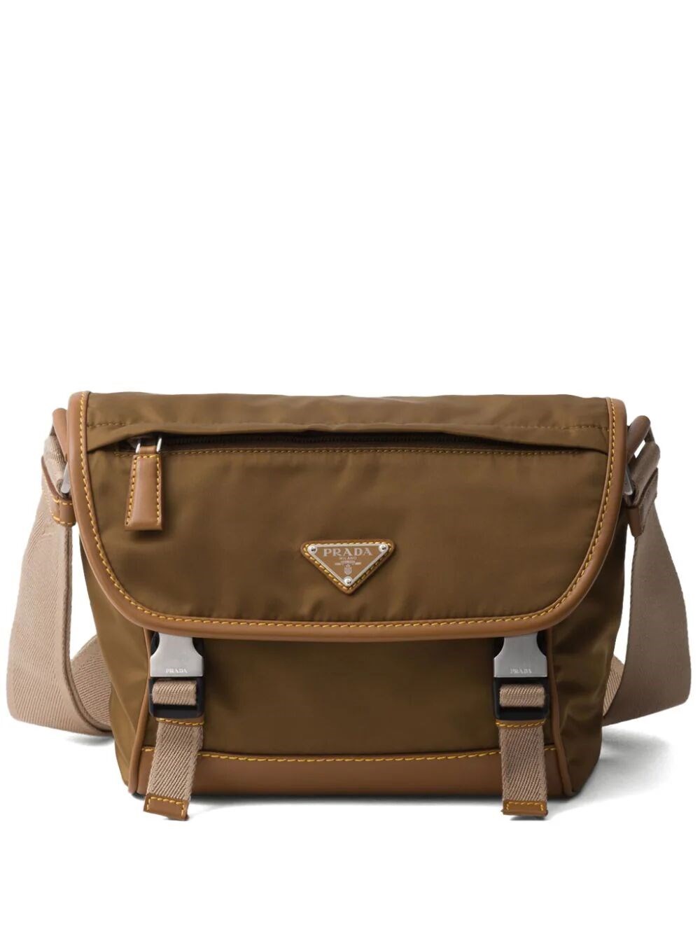 RE-NYLON AND LEATHER SHOULDER BAG