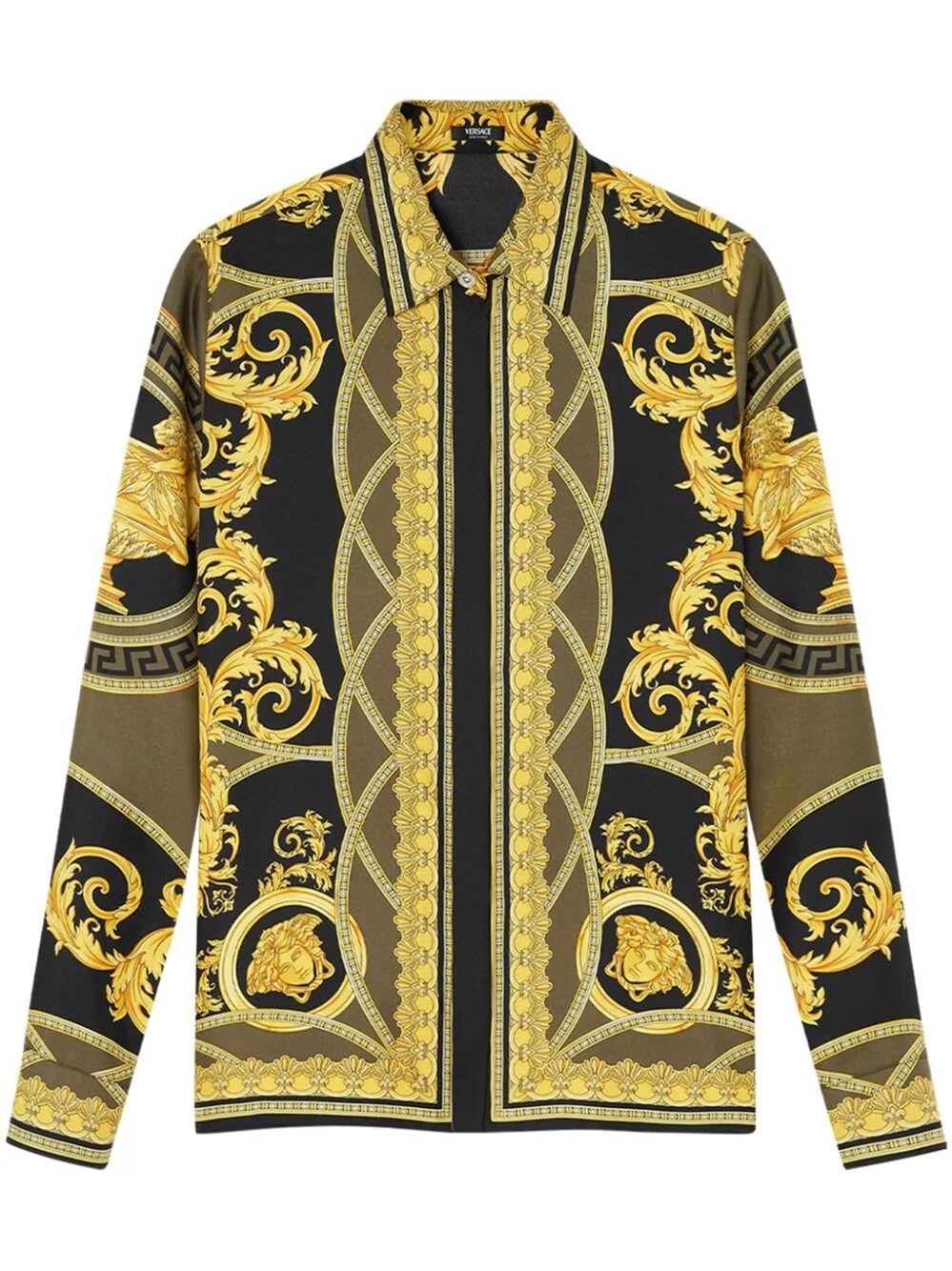 Shop Versace La Coupe Des Dieux Silk Shirt In Black