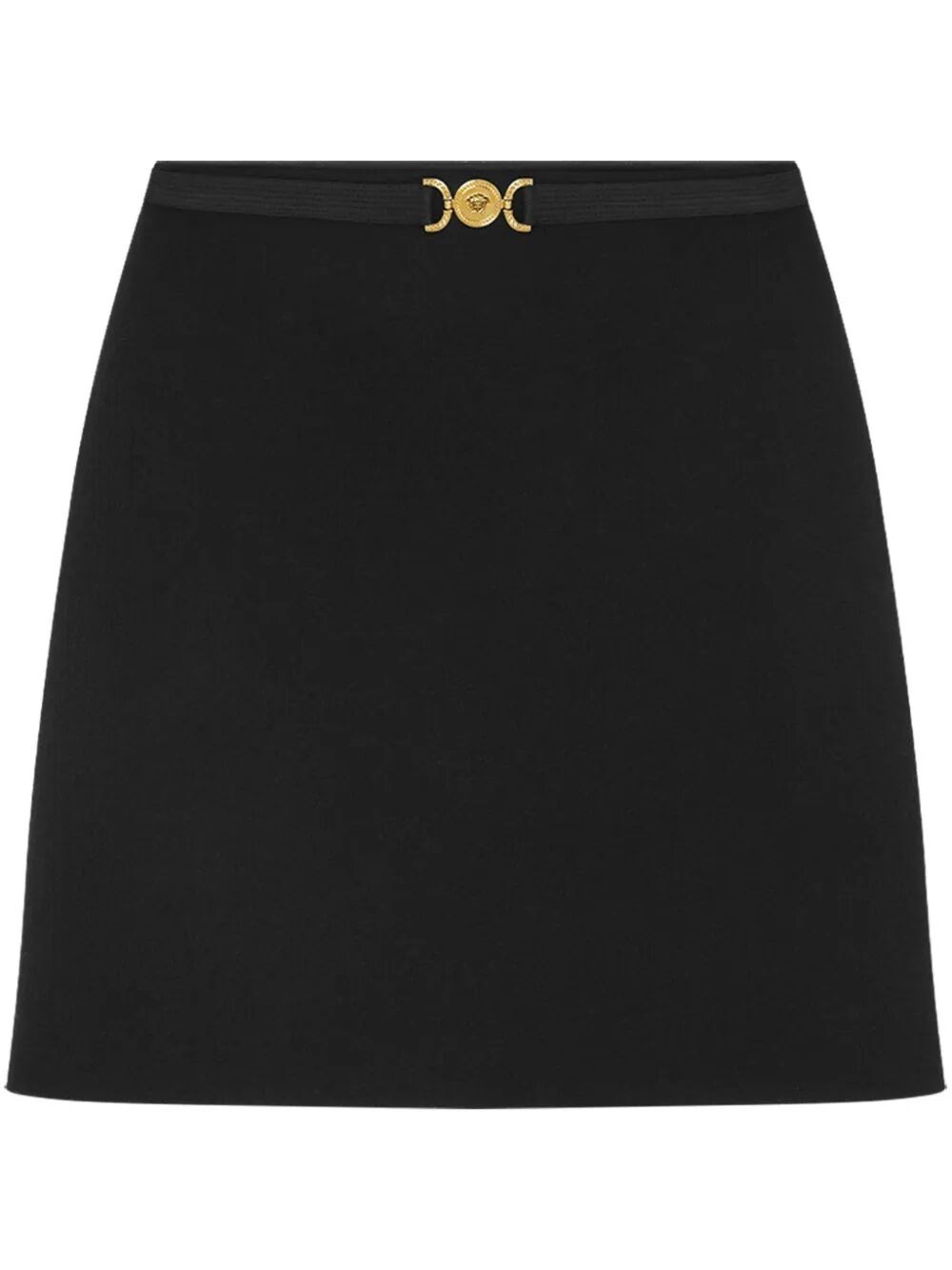 Shop Versace Medusa `95 Wool-blend A-line Skirt In Black