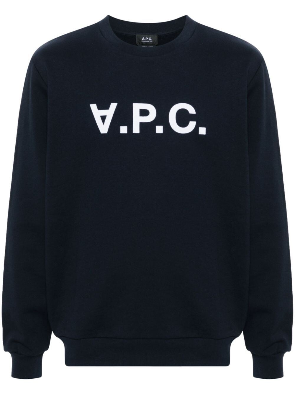 Apc A.p.c. Sweatshirt Crew-neck Logo Print In Blue