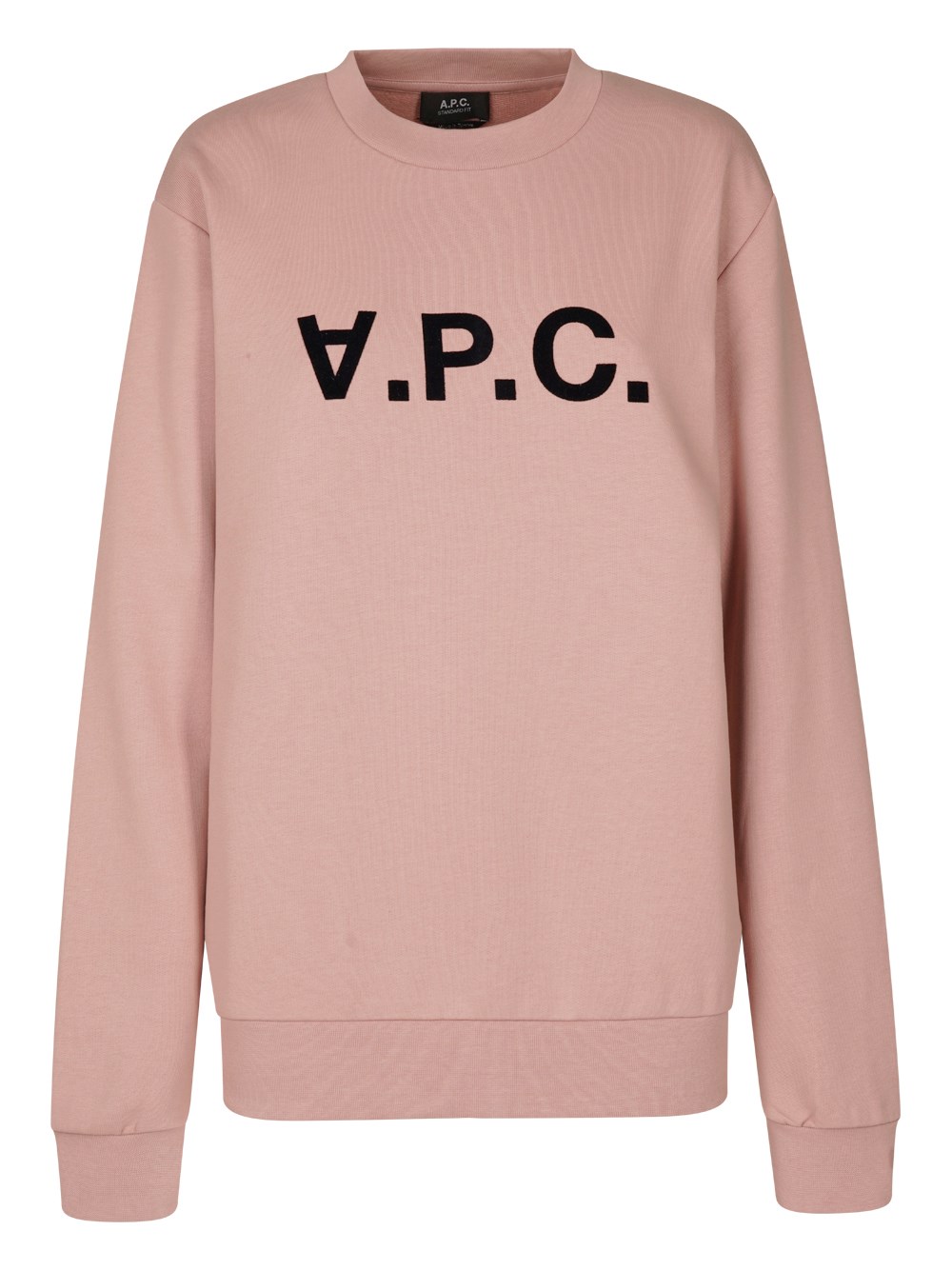 Shop Apc Logo Print Round Neck Sweater In Nude & Neutrals