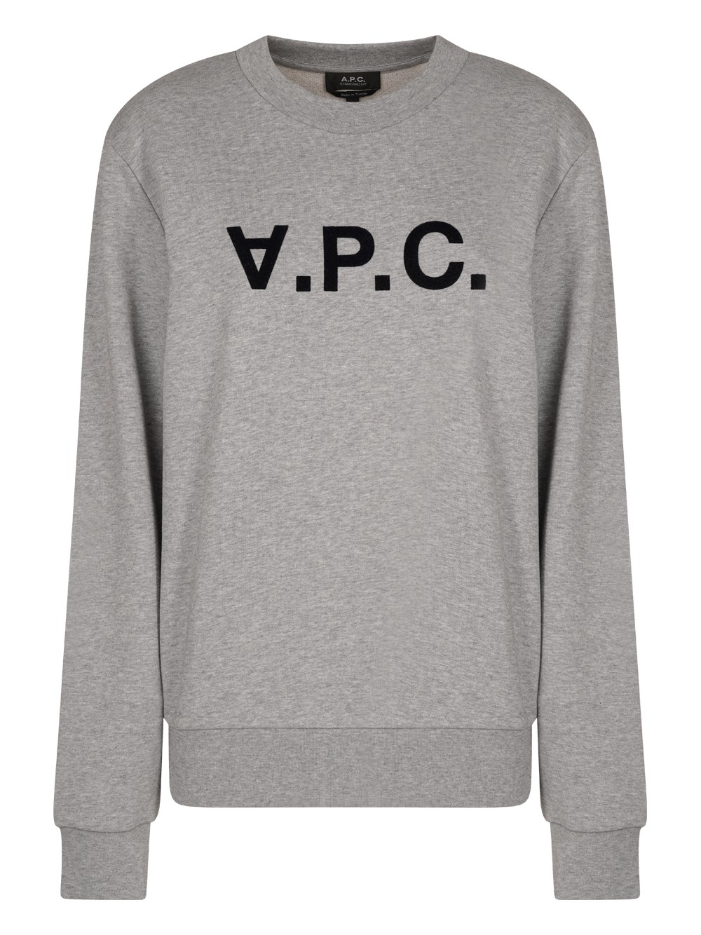 Apc Logo Print Round Neck Sweater In Gray