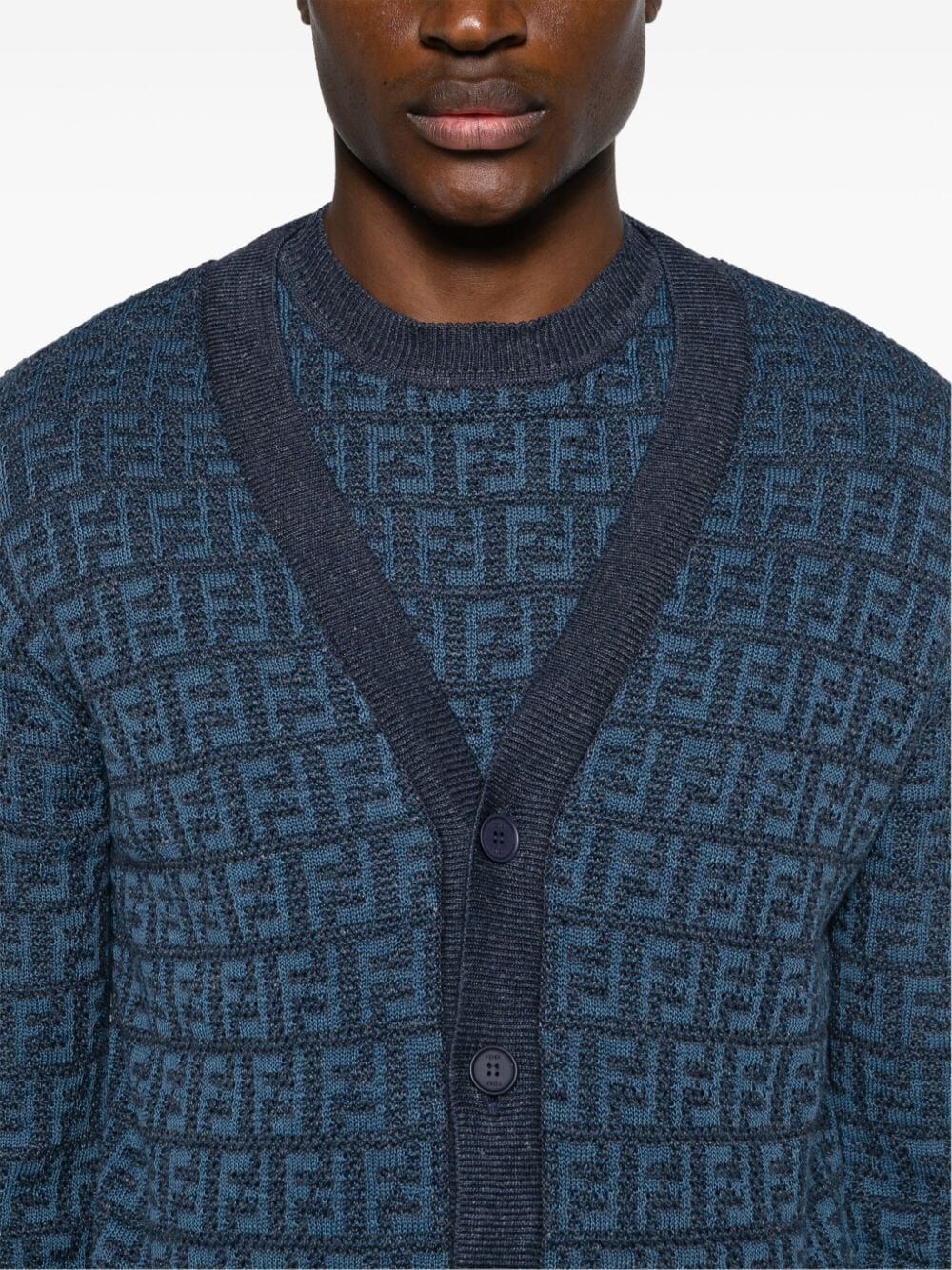 FF-JACQUARD KNITTED CARDIGAN