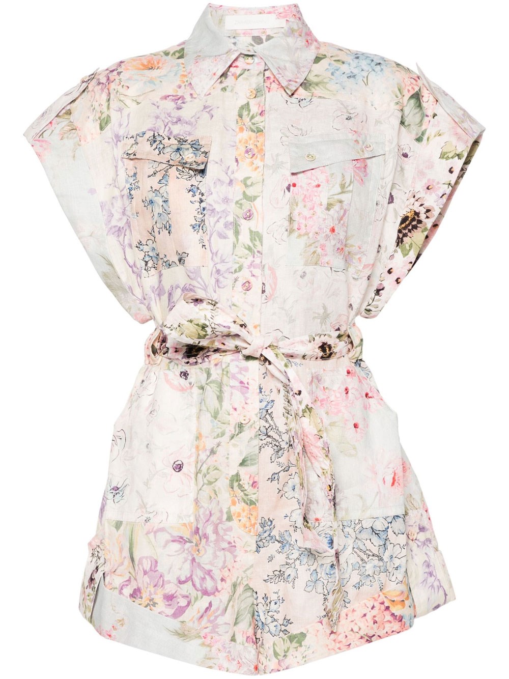 Shop Zimmermann Halliday Cuffed Playsuit In Multicolour