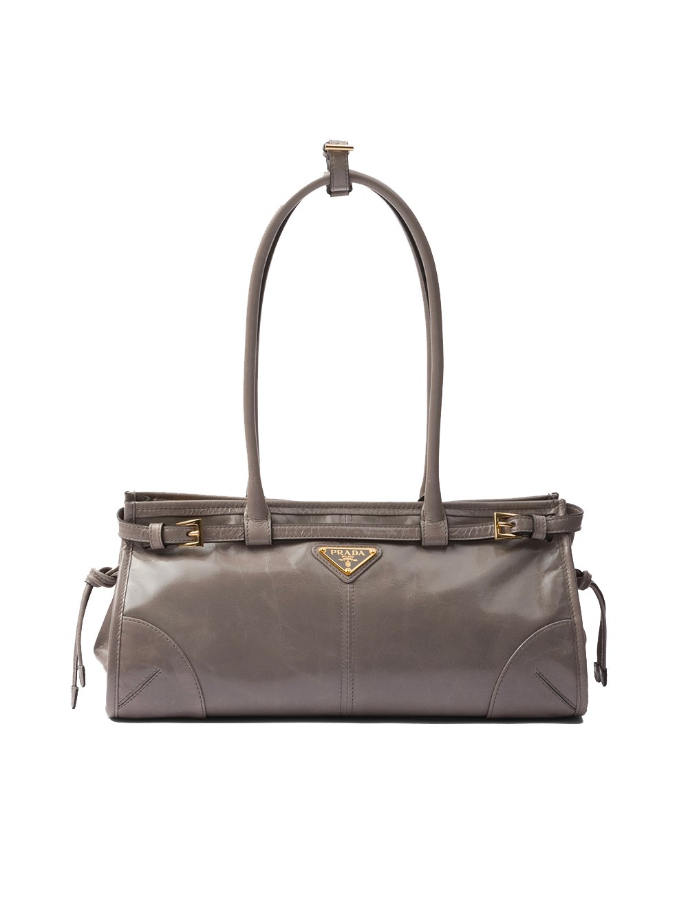Prada Womens Grey Brand-plaque Medium Leather Shoulder Bag
