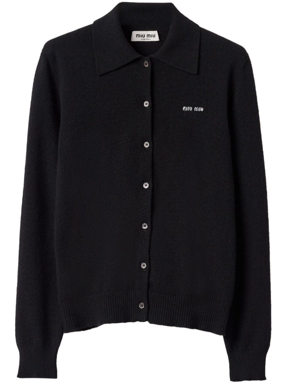 Miu Miu Cardigan Polo In Cashmere In Black