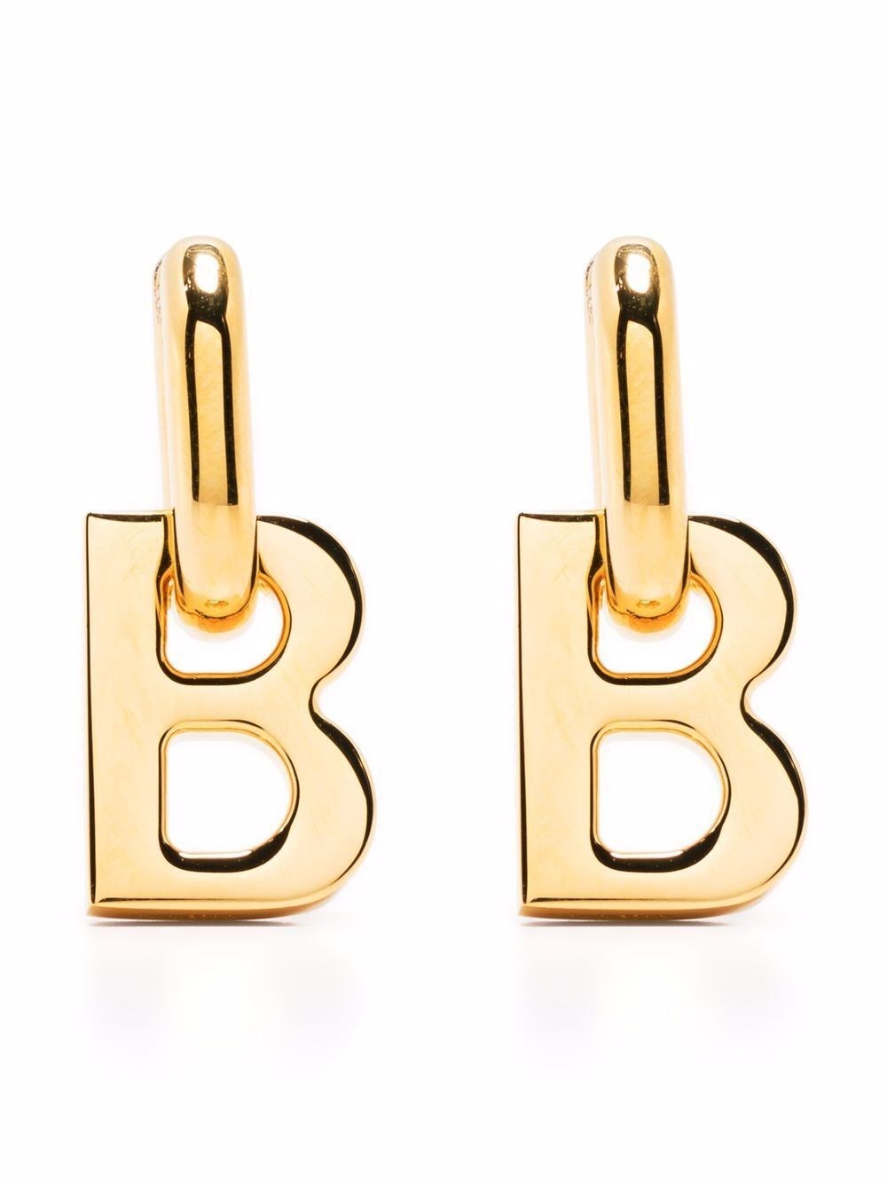 Shop Balenciaga B Chain Xs Earrings In Shiny Gold Brass In Metallic