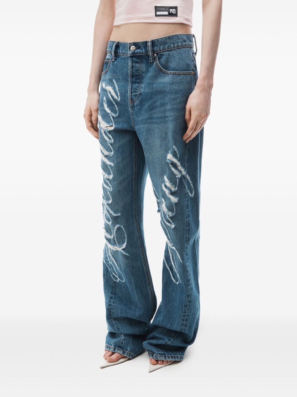 LOGO-FRAYED BALLOON JEANS