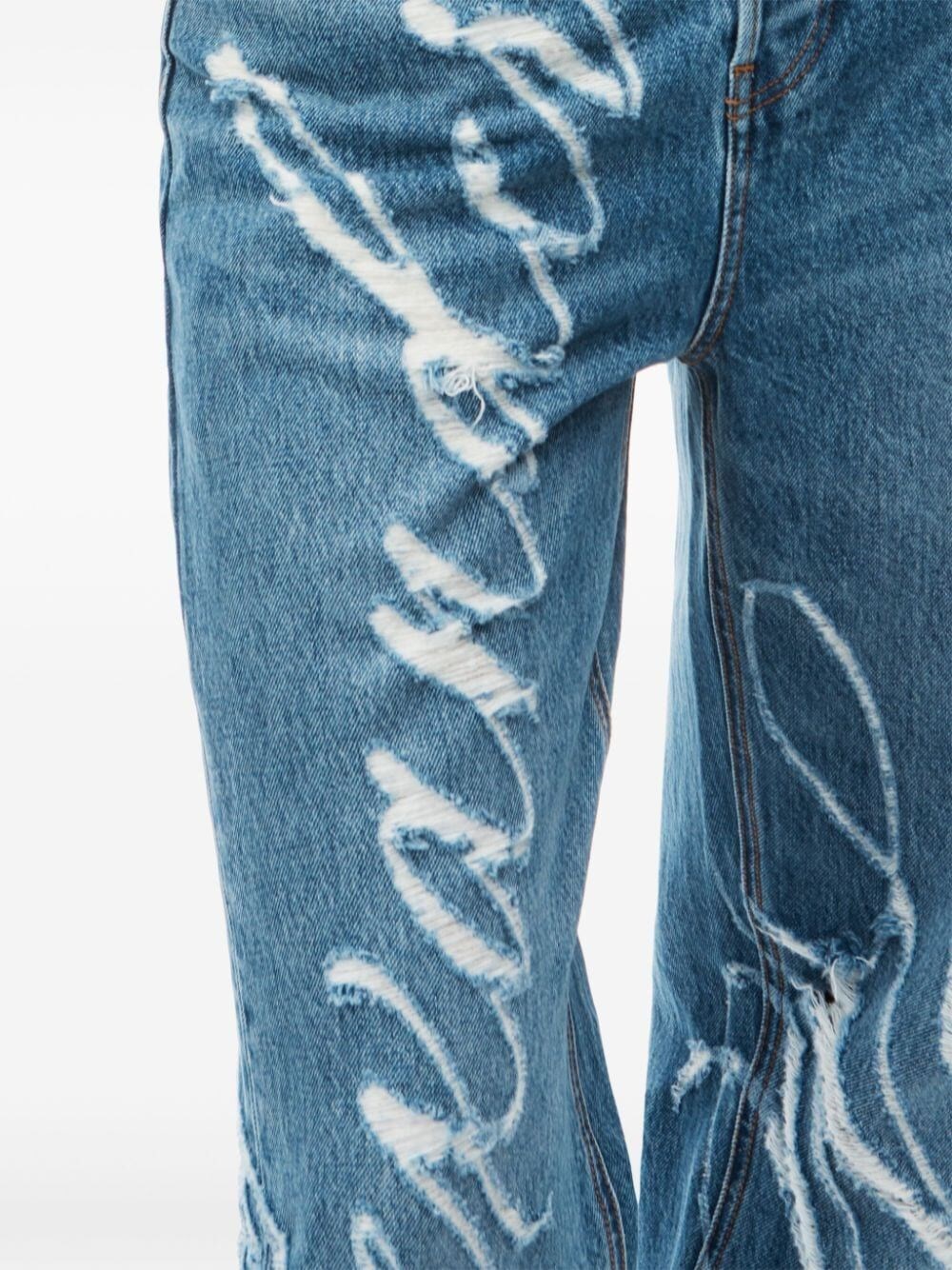 LOGO-FRAYED BALLOON JEANS