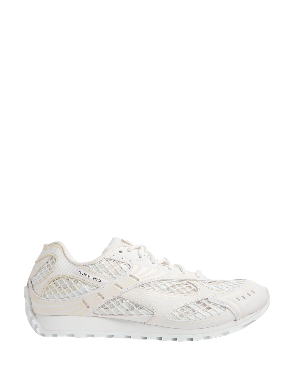 Bottega Veneta Orbit Metallic Net Runner Sneakers In White