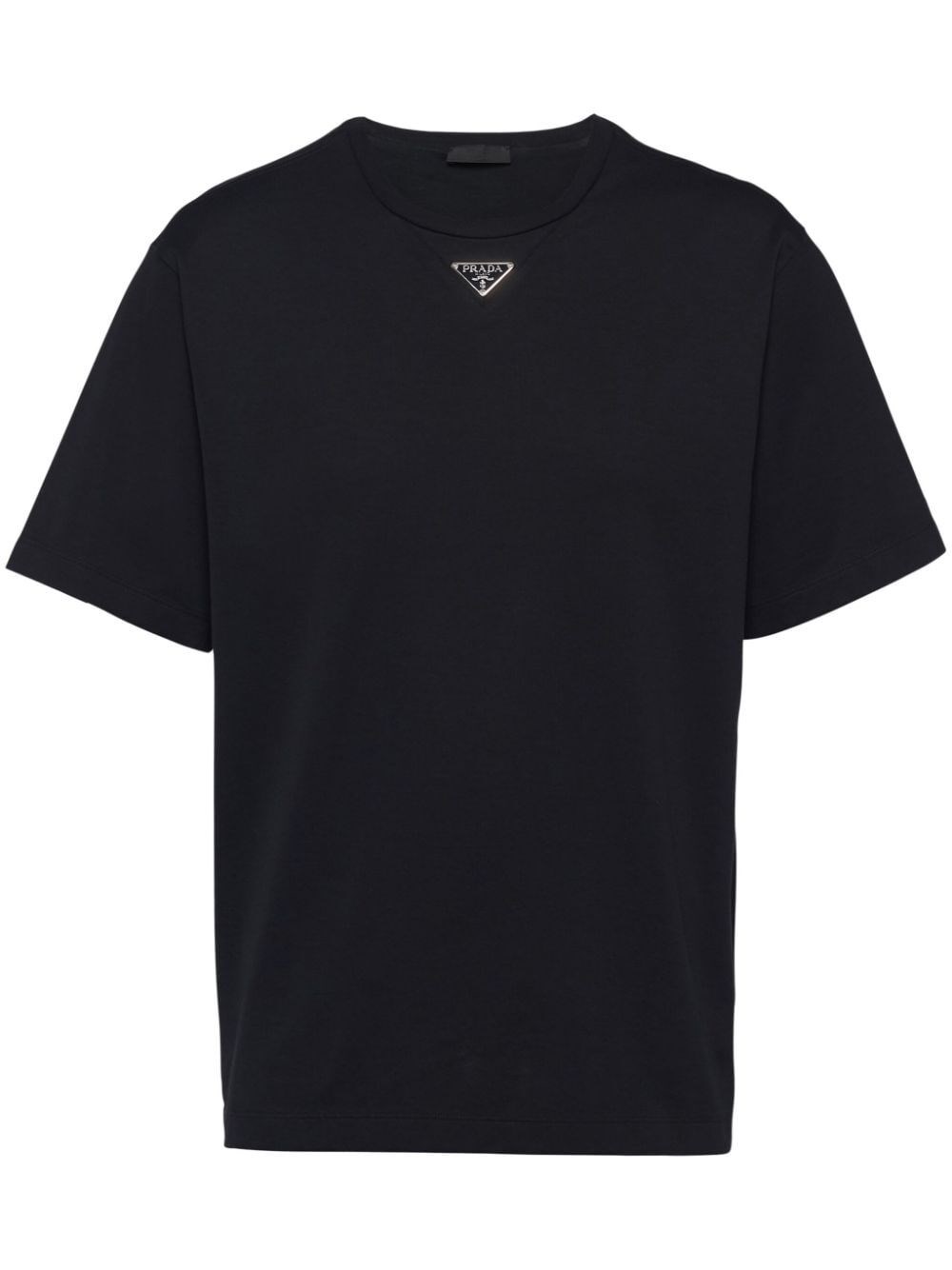 Prada Logo-plaque Cotton T-shirt In Black