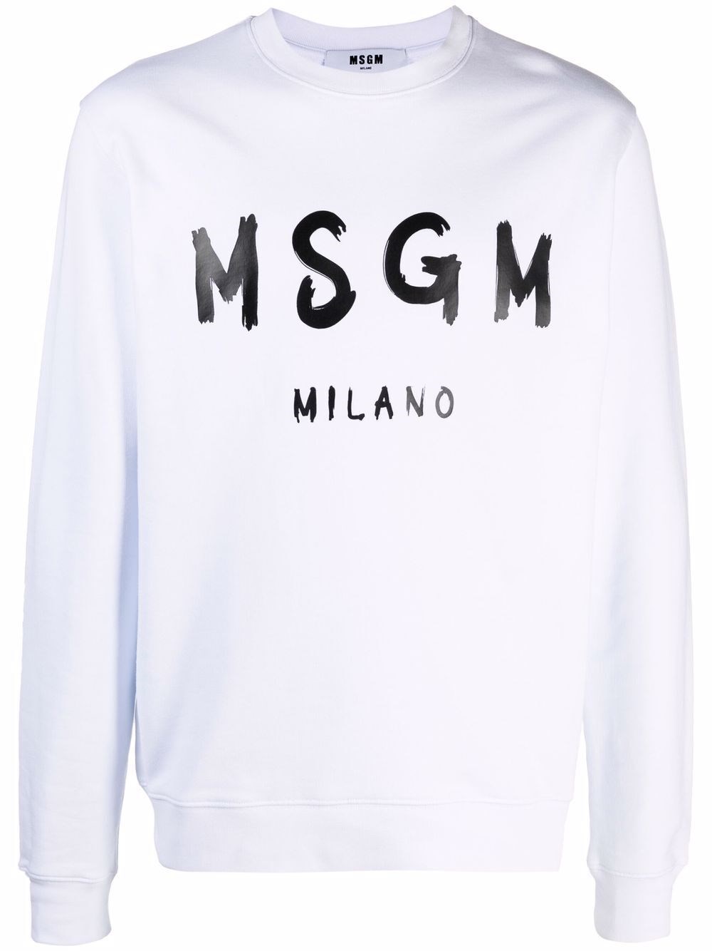 Shop Msgm Logo-print Crew Neck Sweatshirt In White