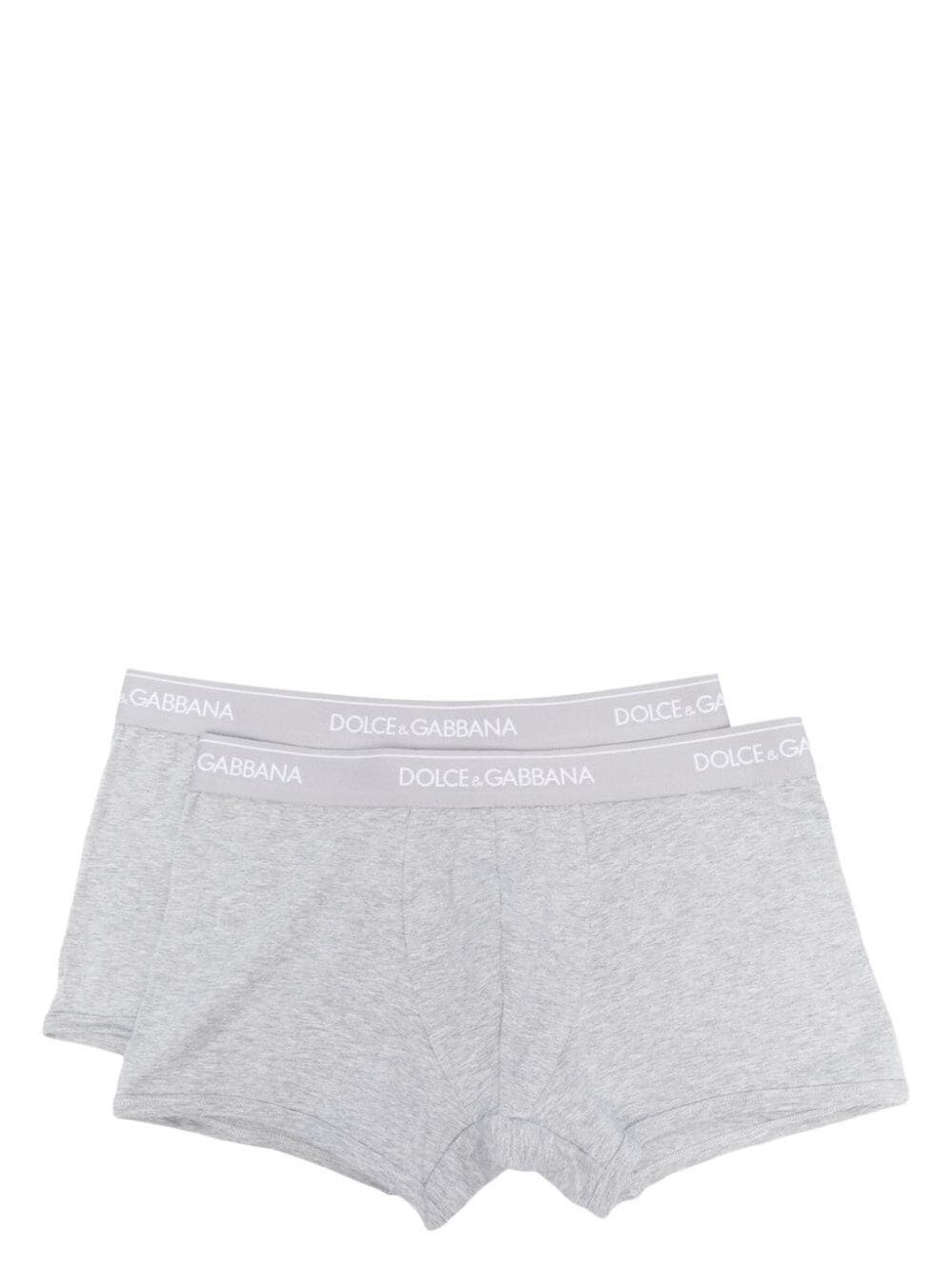 Dolce & Gabbana Two-pack Stretch Cotton Regular-fit Boxers In Grey