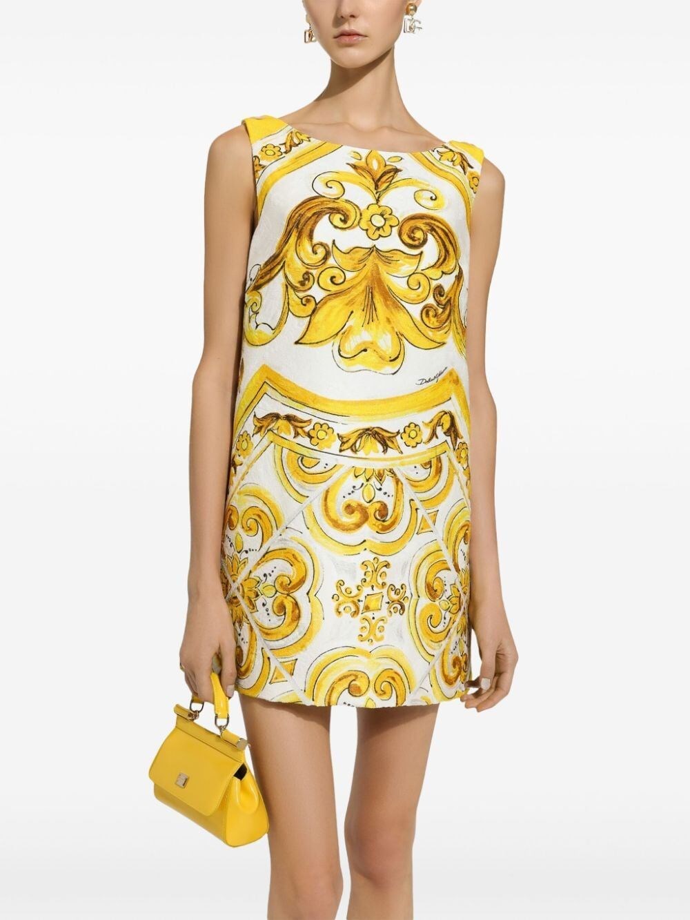SHORT MAJOLICA-PRINT BROCADE DRESS