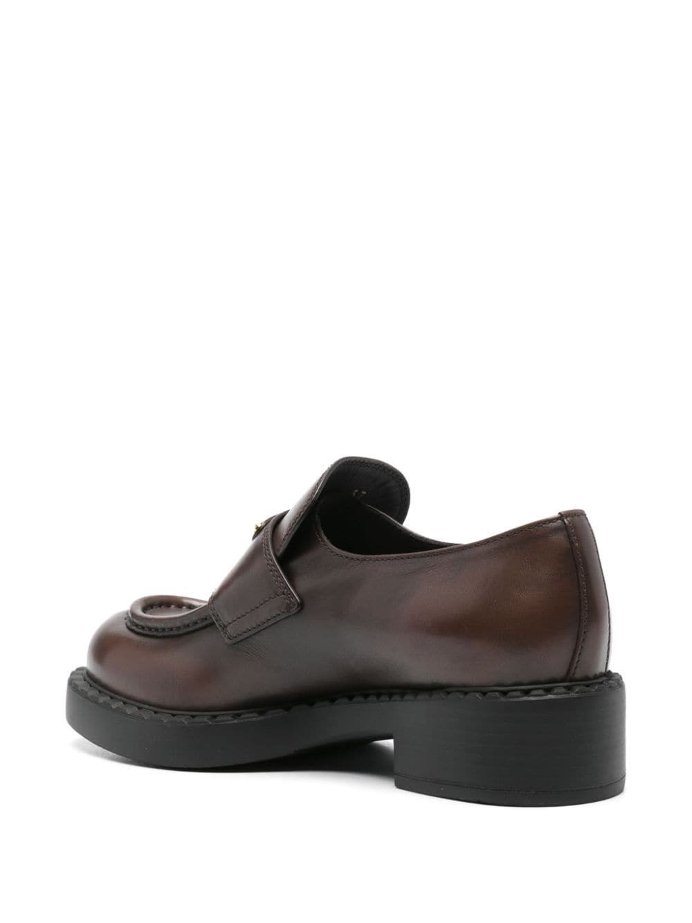 TRIANGLE-LOGO LEATHER LOAFERS