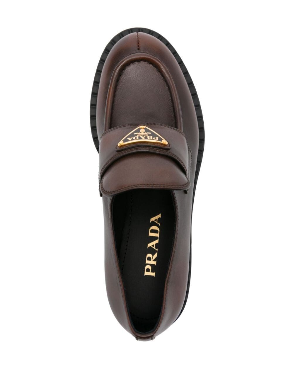 TRIANGLE-LOGO LEATHER LOAFERS