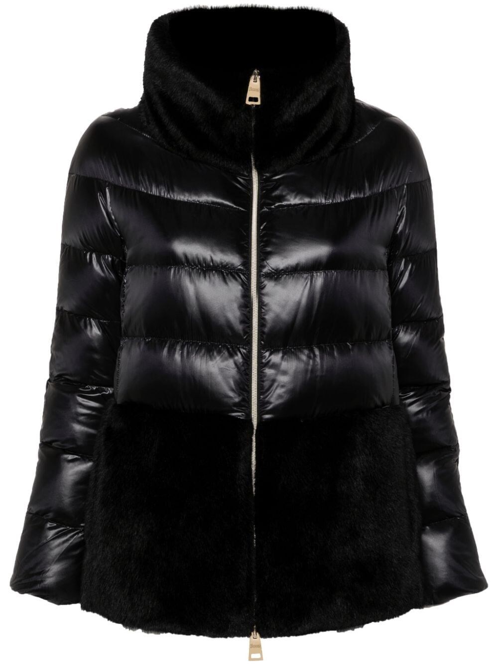 Shop Herno Faux-fur Quilted Down Jacket In Black