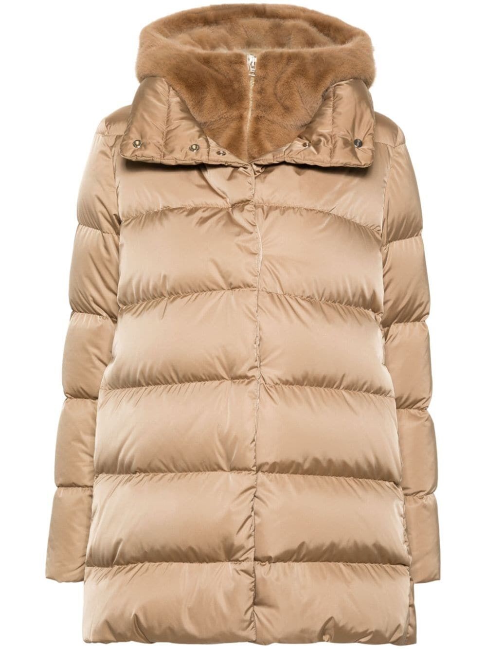 Shop Herno Layered Puffer Coat In Brown