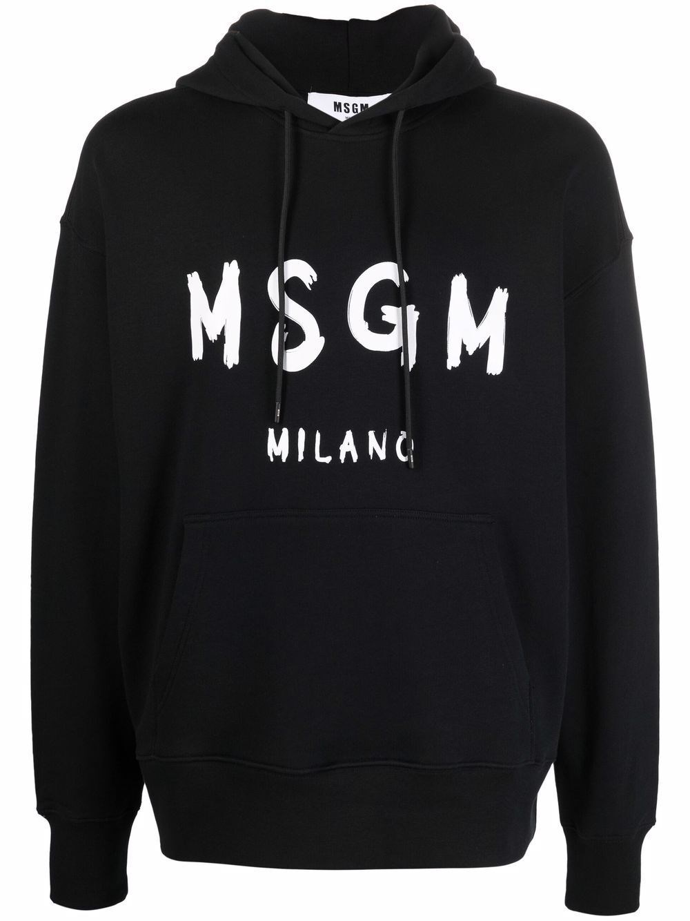 Shop Msgm Printed Hoodie In Black
