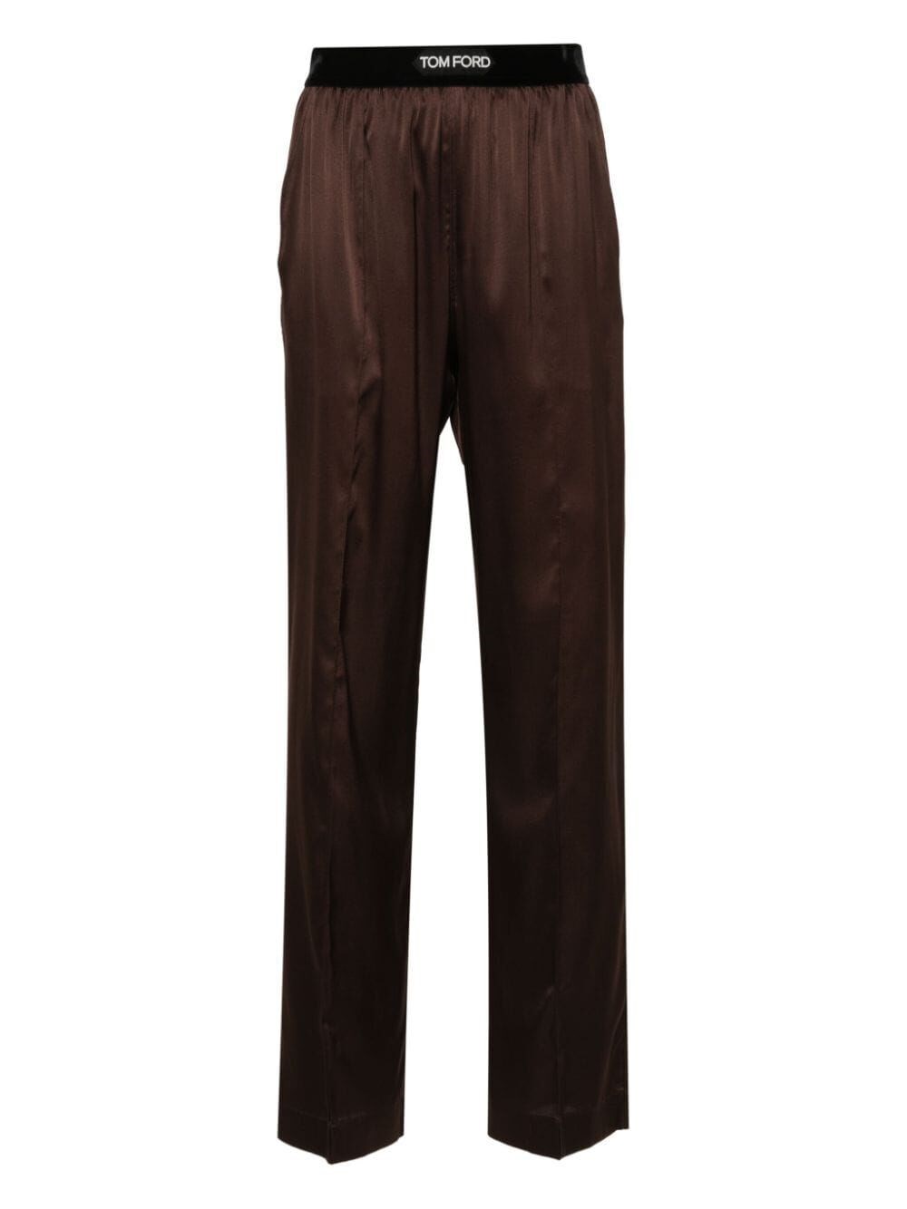 Shop Tom Ford Stretch Silk Satin Pj Pants In Brown