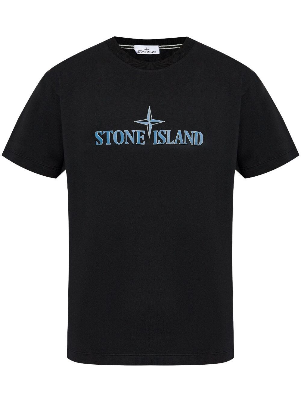 Shop Stone Island Logo Print T-shirt In Black