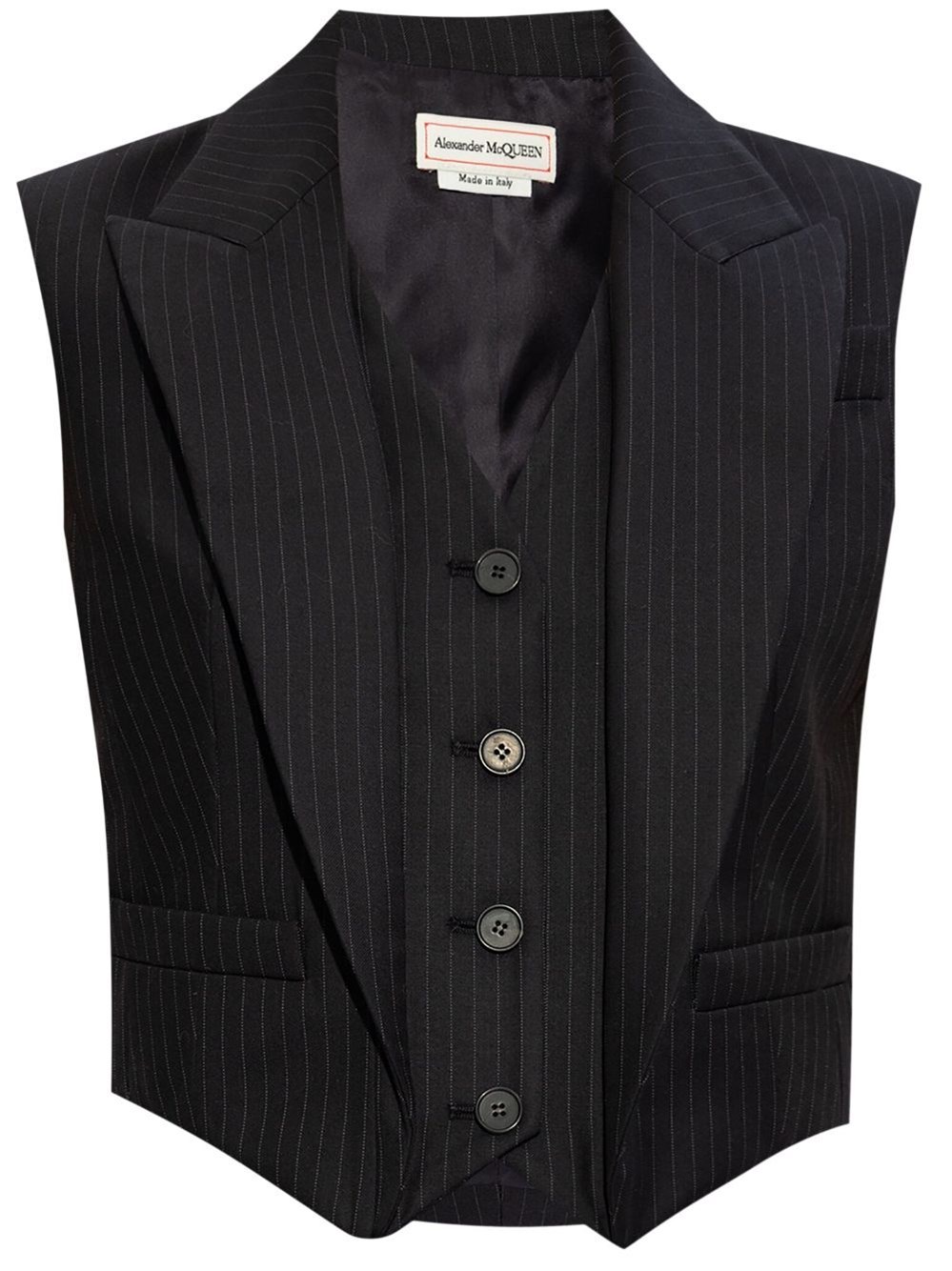 Shop Alexander Mcqueen Pinstripe Sleveless Jacket In Blue