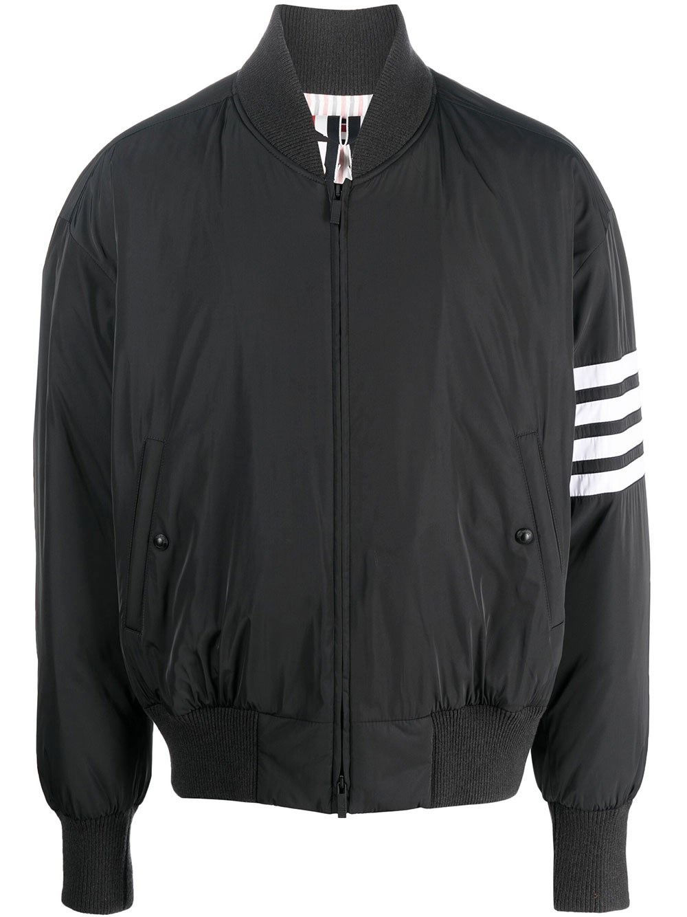 Shop Thom Browne 4-bar Stripe Bomber Jacket In Grey