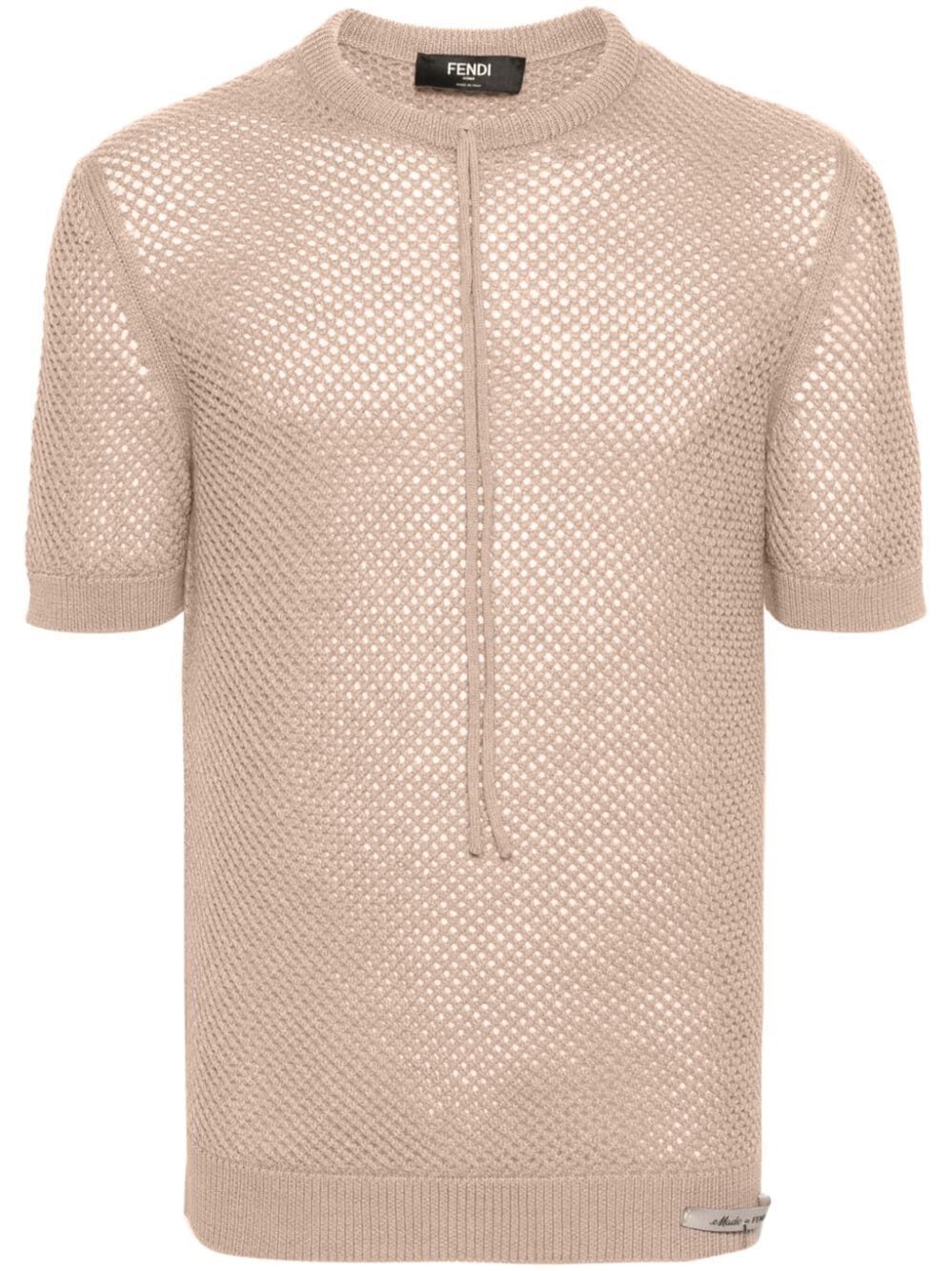 WOOL MESH SHORT-SLEEVED JUMPER 
