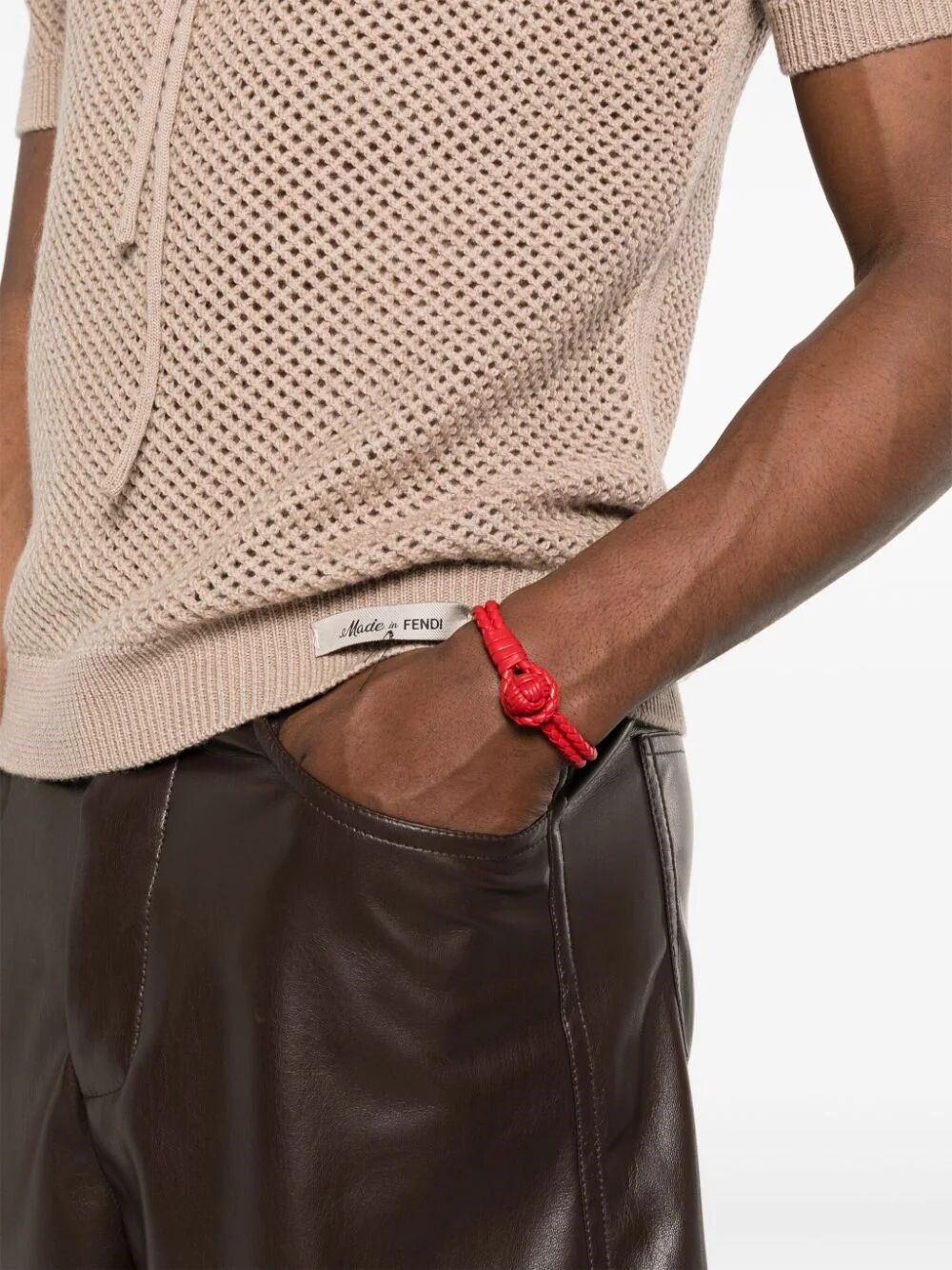 WOOL MESH SHORT-SLEEVED JUMPER 