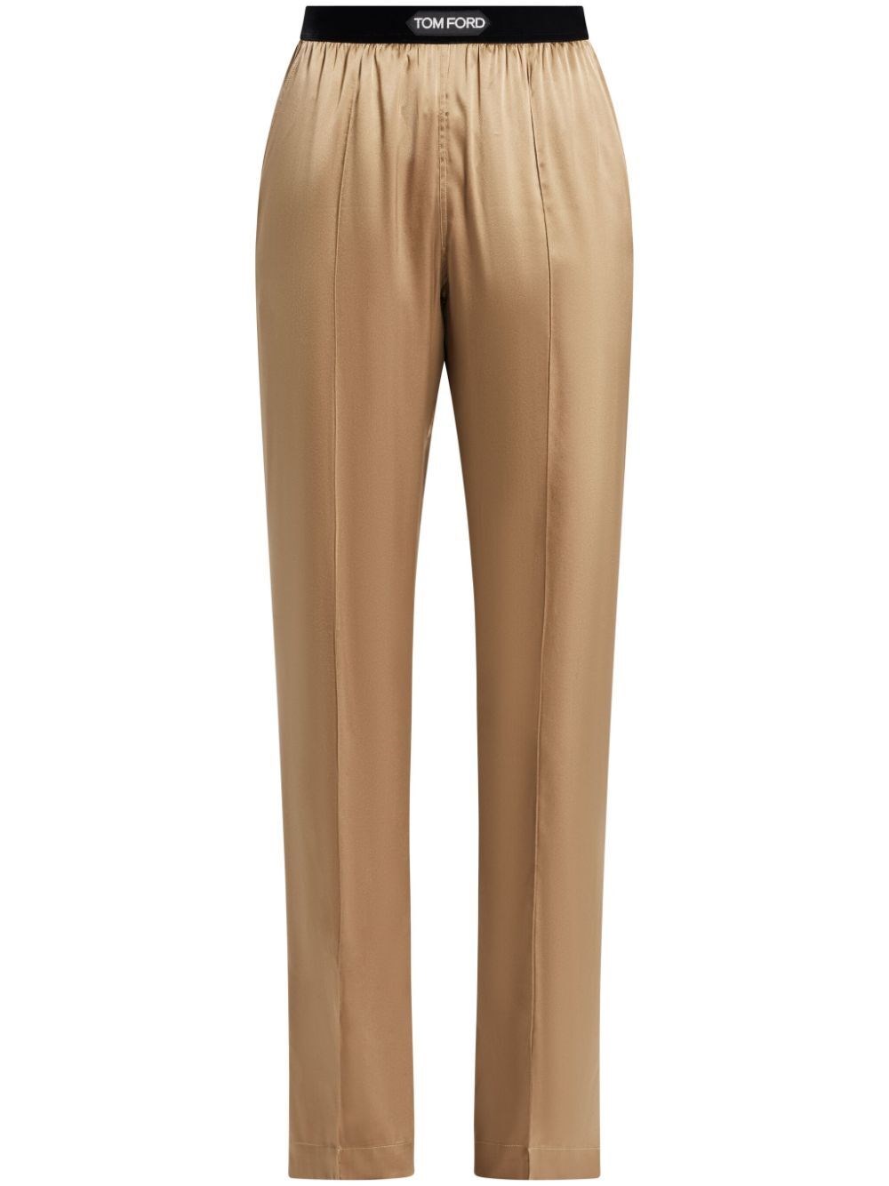 Shop Tom Ford Stretch Silk Satin Pj Pants In Nude & Neutrals