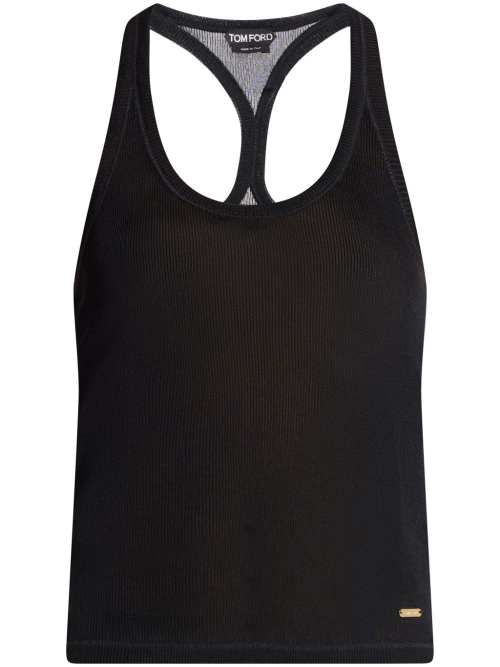 Shop Tom Ford Viscose Ribbed Tank Top In Black