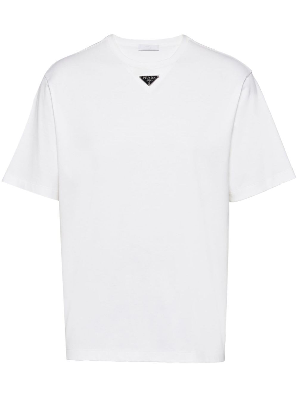 Prada Logo-plaque Cotton T-shirt In White