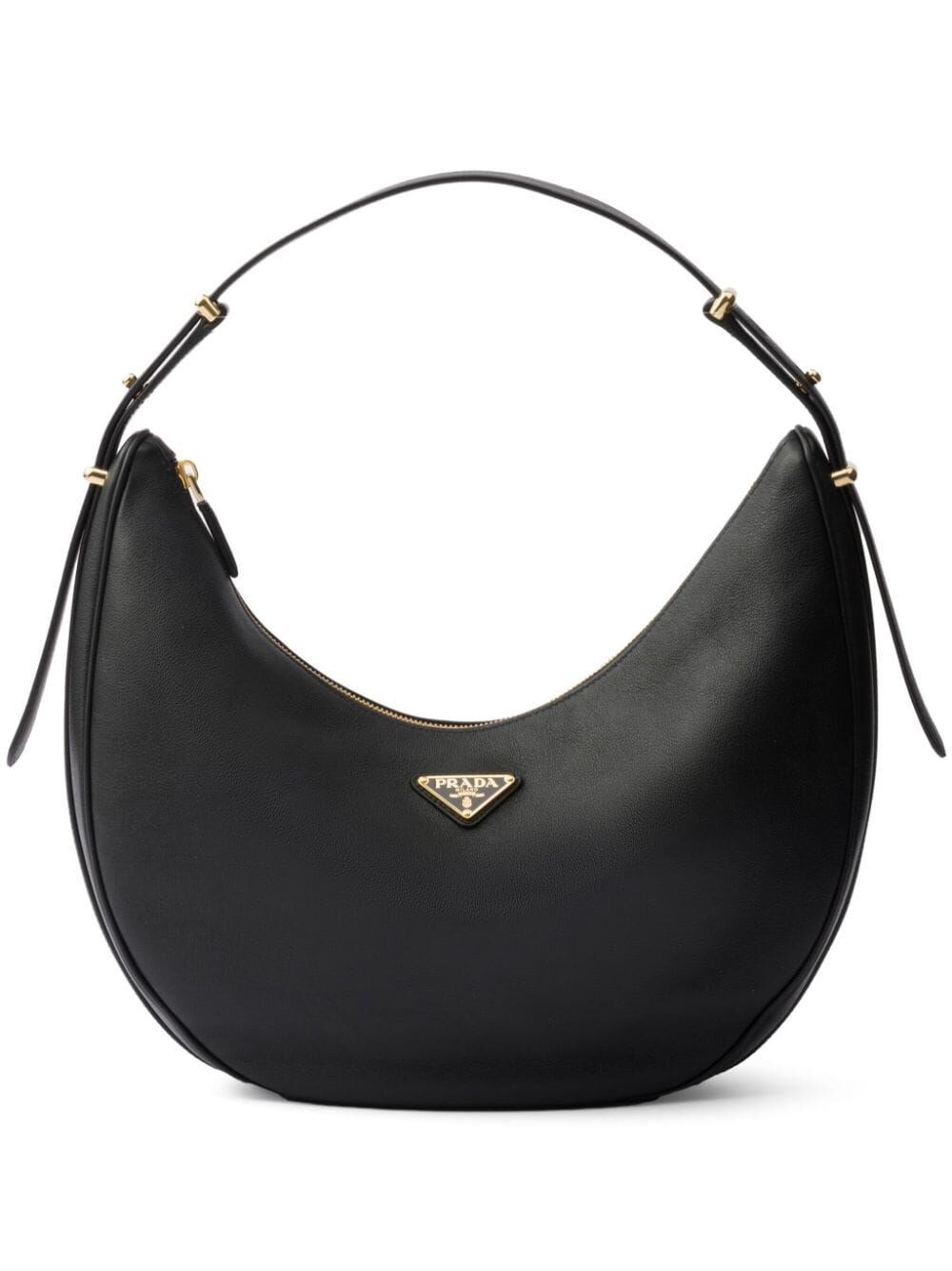 Shop Prada Large Leather Shoulder Bag In Black