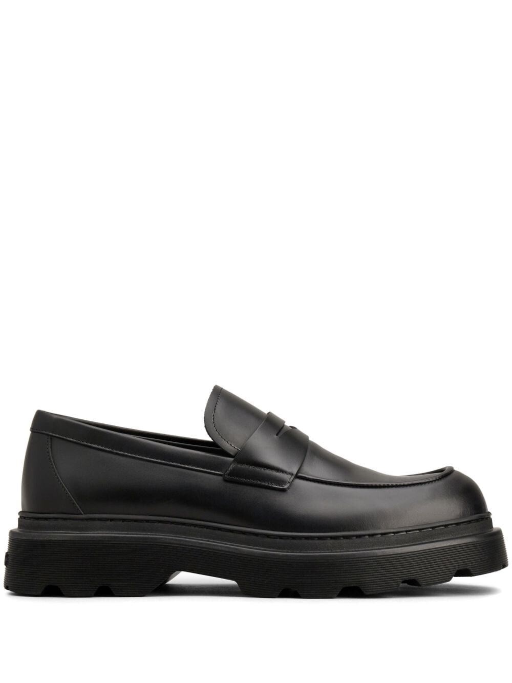 Shop Tod's Glossy Finish Leather Loafers In Black