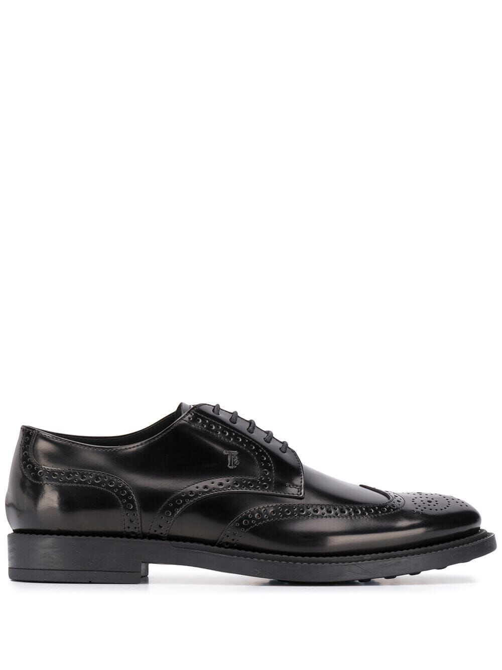 Shop Tod's Smooth Leather Derbies In Black