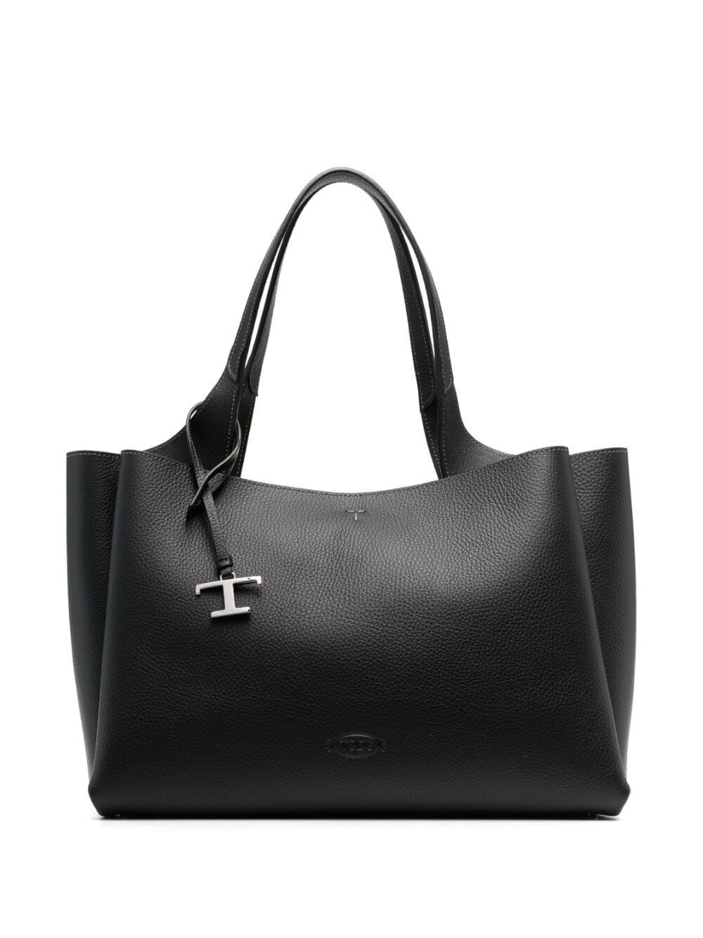 Shop Tod's Medium Tote Bag In Hammered Leather In Black