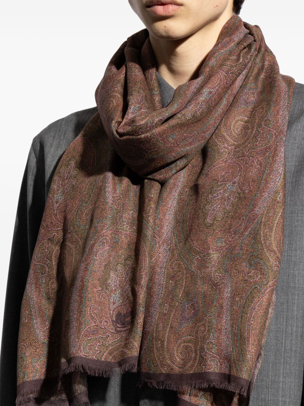 PAISLEY-PRINT FRAYED-EDGE SCARF