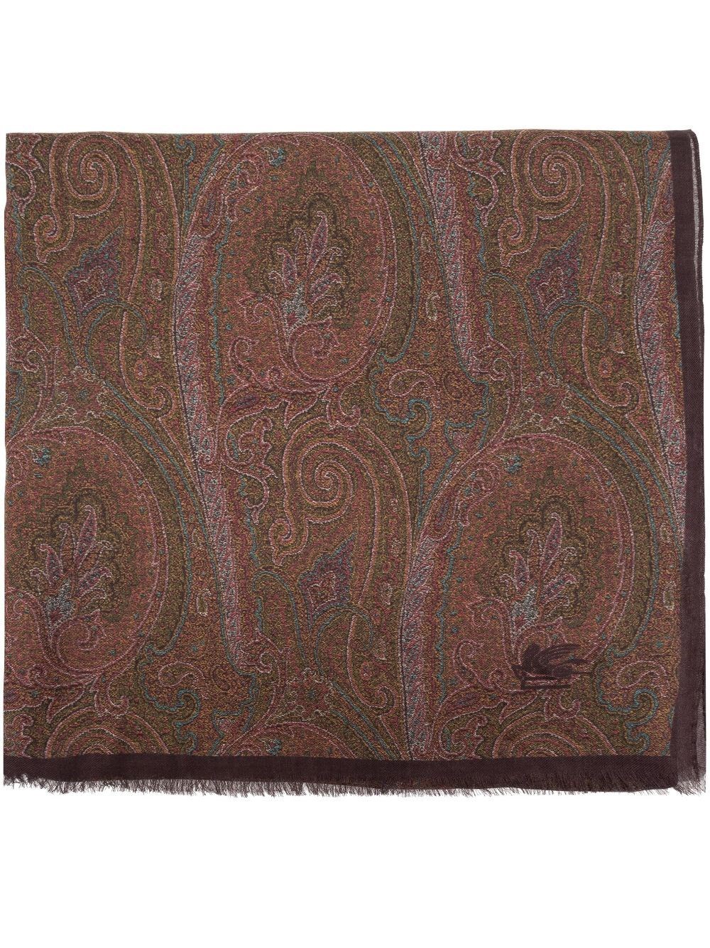 PAISLEY-PRINT FRAYED-EDGE SCARF