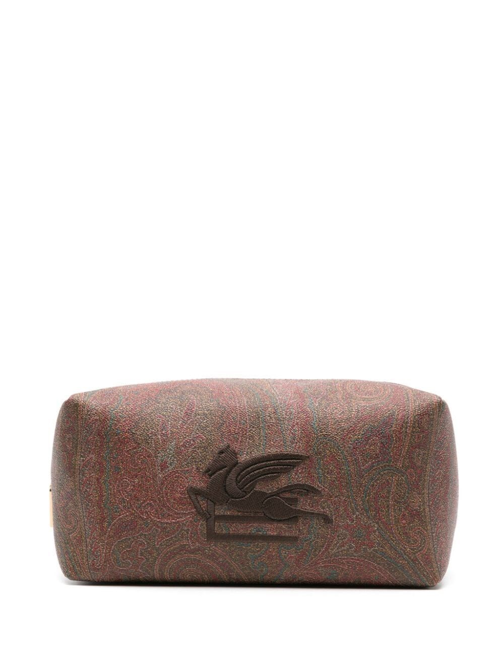 Shop Etro Pegaso-embroidered Paisley-print Wash Bag In Brown