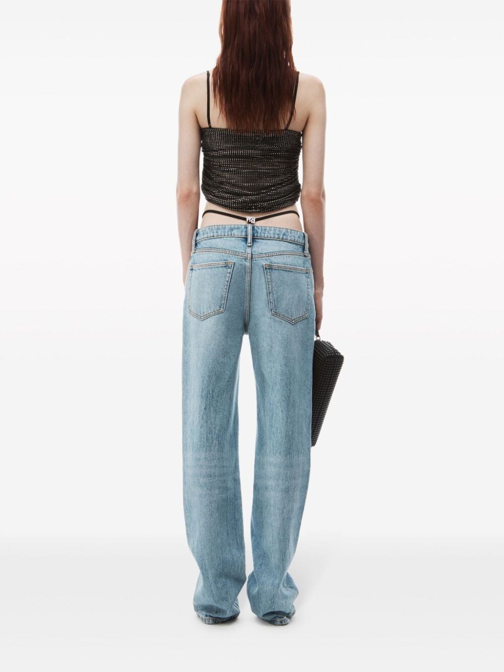 MID-RISE JEANS WITH PRE-STYLED LOGO THONG