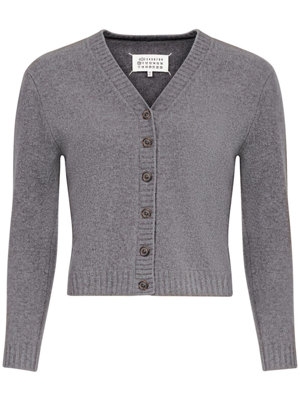 Shop Maison Margiela V-neck Wool Cardigan In Grey