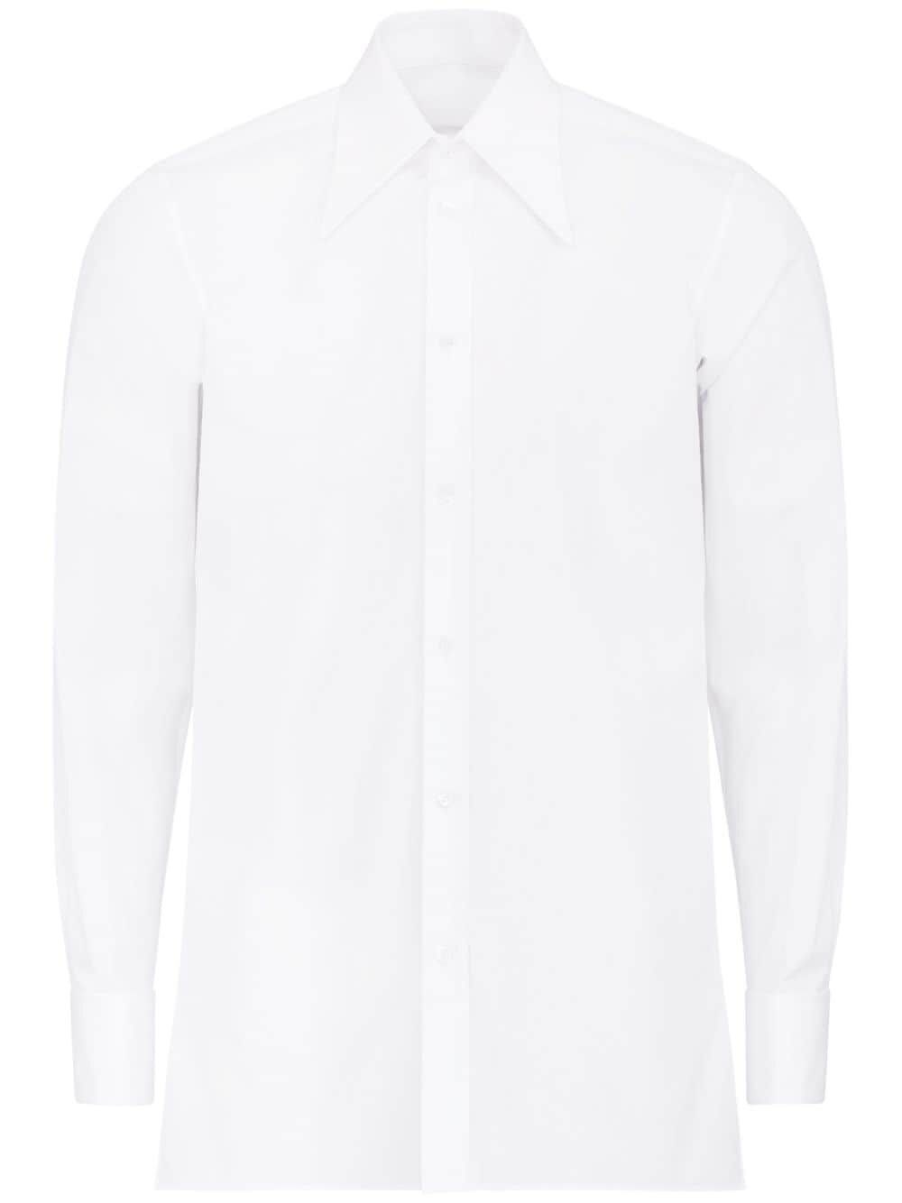 Shop Maison Margiela Pointed-collar Cotton Shirt In White