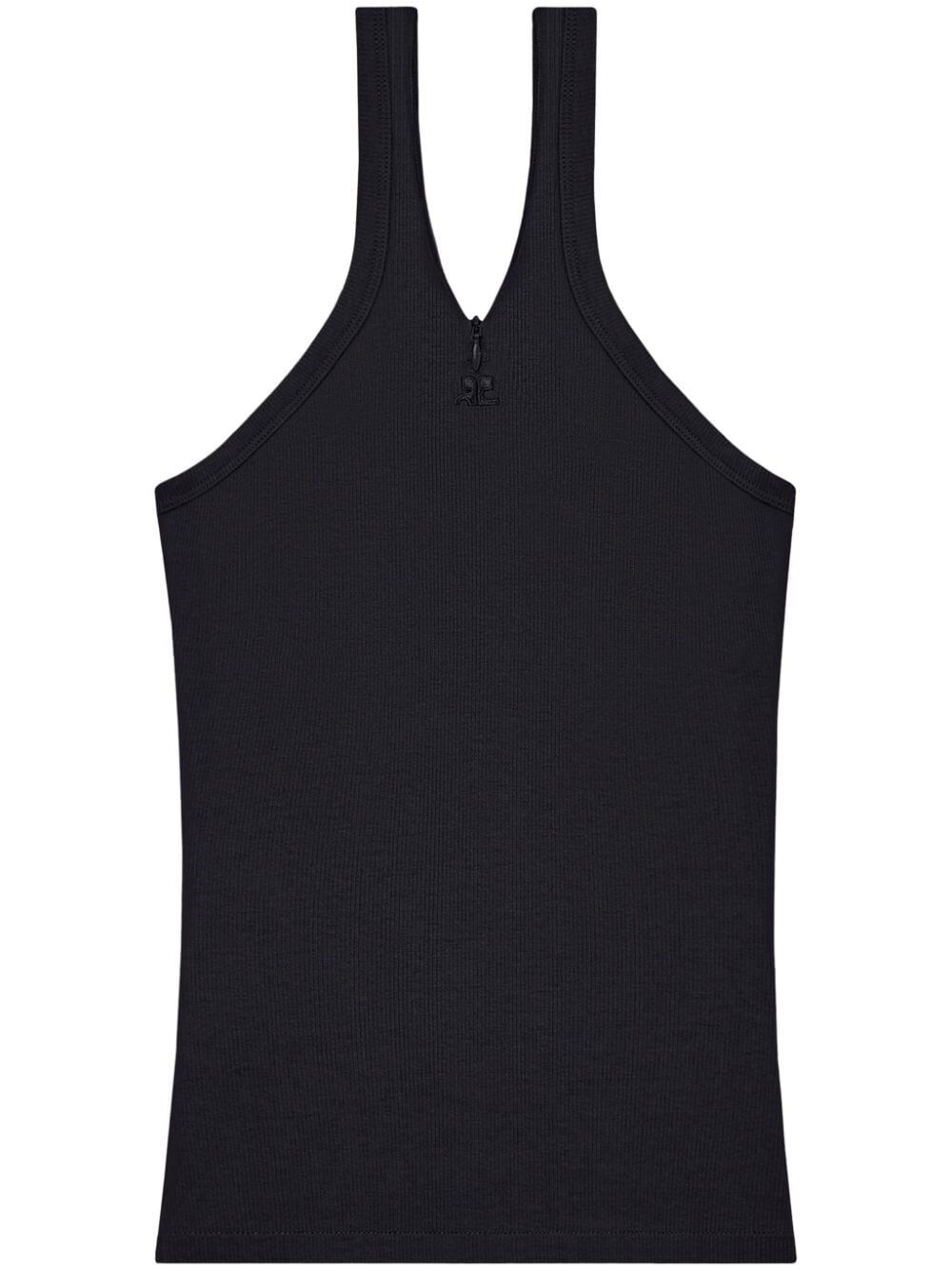 Shop Courrèges Ribbed Tank Top In Black